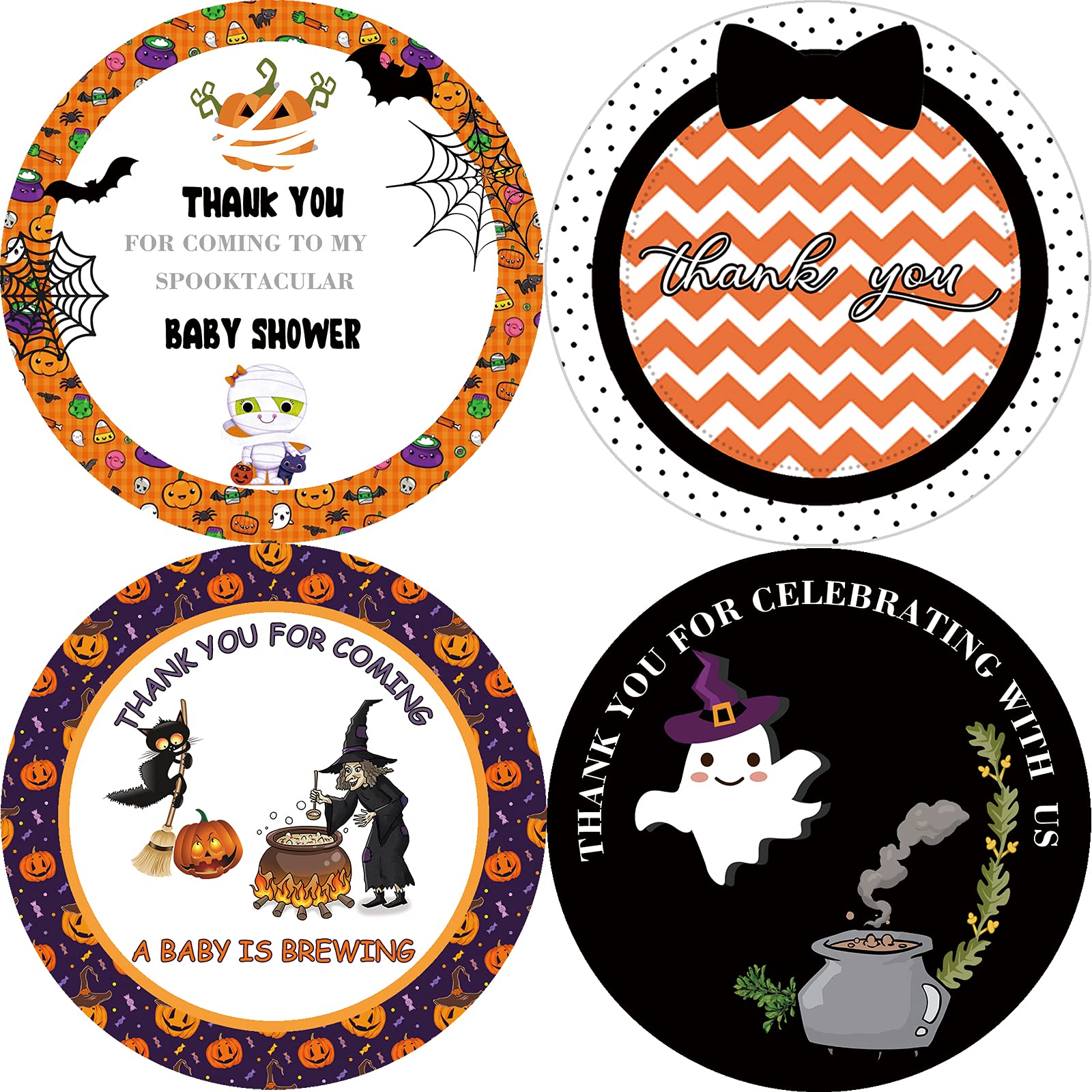 Halloween Baby Shower Thank You Stickers, 2 Inch Baby Shower Thank You Label Stickers, Spooktacular Halloween Baby Shower Favors Decorations Party Supplies