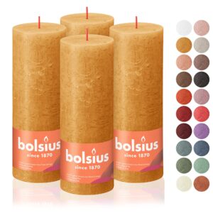 bolsius 4 pack yellow rustic pillar candles - 2.75 x 7.5 inches - premium european quality - includes natural plant-based wax - unscented dripless smokeless 85 hour party décor and wedding candles