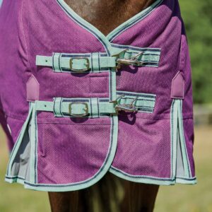 WeatherBeeta ComFiTec Premier Freedom Pony Detach-A-Neck Lite Horse Blanket, Purple/Navy/Mint, 60"