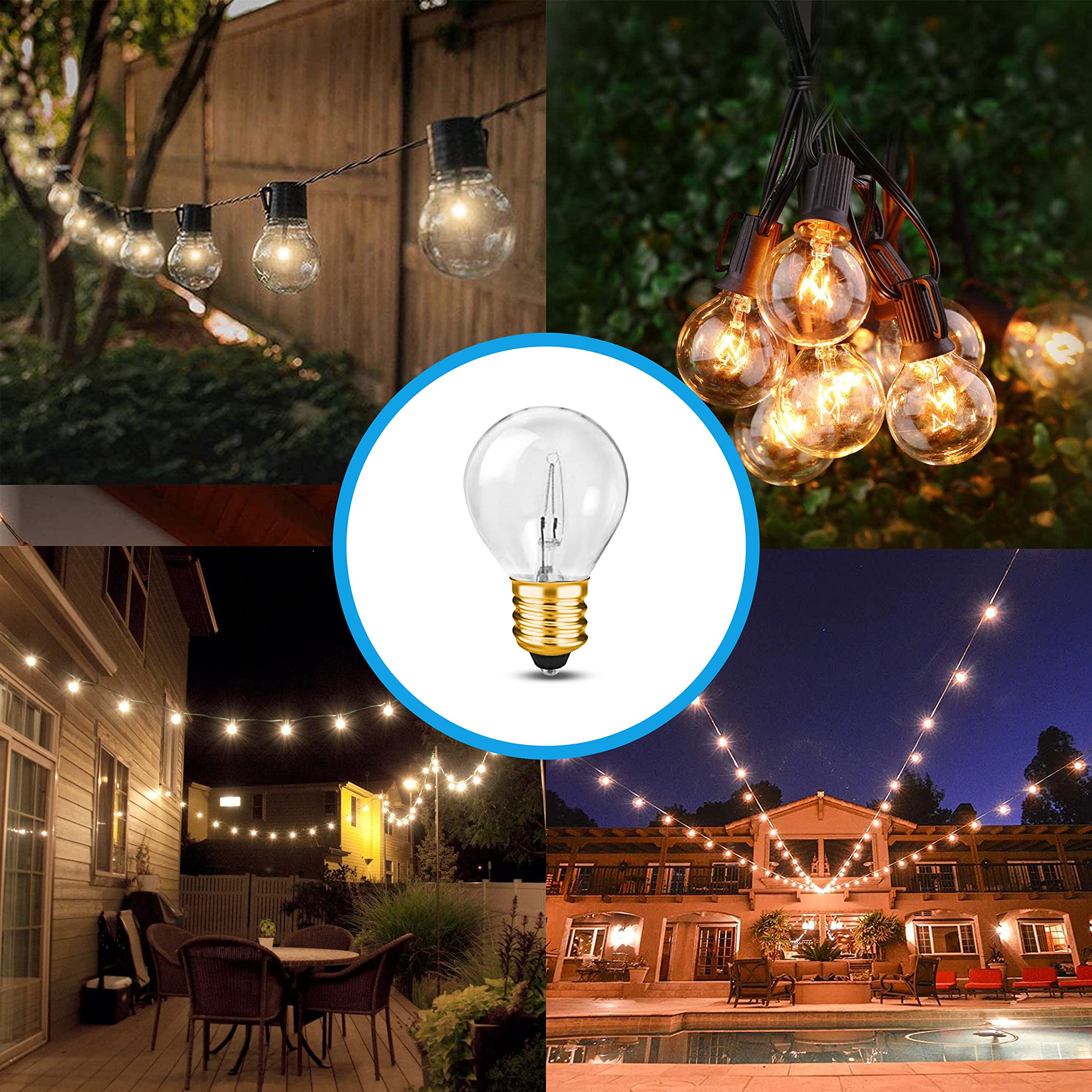 OHLECTRIC S11 Incandescent Glass Bulbs with E17 Base | 40W Dimmable Light Bulb | 2700K, 370 Lumens - Great for Outdoor Use | Warm White, 10-Pack