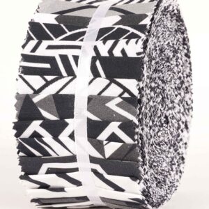 Soimoi 40Pcs Geometric Print Cotton Precut Fabrics for Quilting Craft Strips 2.5 inches Jelly Roll - White & Black