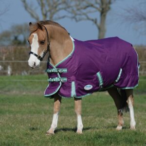 WeatherBeeta ComFiTec Premier Freedom Pony Standard Neck Lite Horse Blanket, Purple/Navy/Mint, 69"