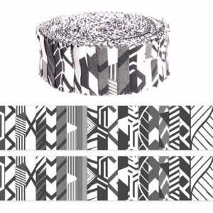 Soimoi 40Pcs Geometric Print Cotton Precut Fabrics for Quilting Craft Strips 2.5 inches Jelly Roll - White & Black