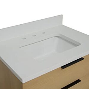 Kitchen Bath Collection Oslo 30-inch Floating Wall-Mounted Bathroom Vanity: Includes Blonde Wood Cabinet with Matte White Countertop and White Ceramic Sink