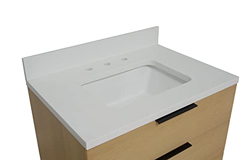 Kitchen Bath Collection Oslo 30-inch Floating Wall-Mounted Bathroom Vanity: Includes Blonde Wood Cabinet with Matte White Countertop and White Ceramic Sink