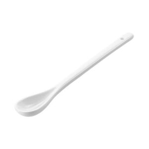 AKOAK 6.7 "Ceramic Egg Spoon (Set of 5), White Long-Handled Ceramic Spoon, Teaspoon for Coffee, Tea, Yogurt, Ice Cream, Sauces and Desserts, Espresso Stirring Spoon