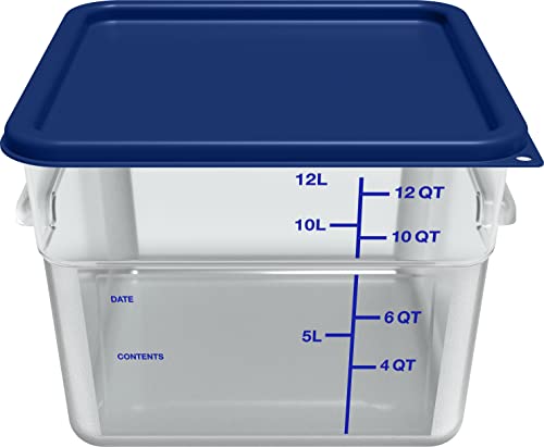 Carlisle FoodService Products Squares Square Food Storage Container with Stackable Design for Catering, Buffets, Restaurants, Polycarbonate (Pc), 12 Quarts, Clear