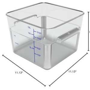 Carlisle FoodService Products Squares Square Food Storage Container with Stackable Design for Catering, Buffets, Restaurants, Polycarbonate (Pc), 12 Quarts, Clear