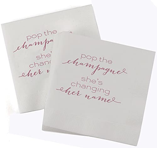 Hortense B. Hewitt Bridal Shower Paper Napkins 50-Count, Printed Pop the Champagne, 4.75-Inch (Folded)