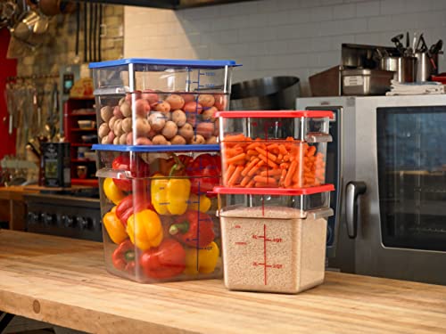 Carlisle FoodService Products Squares Square Food Storage Container with Stackable Design for Catering, Buffets, Restaurants, Polycarbonate (Pc), 12 Quarts, Clear