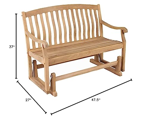 Cambridge Casual Superior Indonesian Arie Outdoor Glider Bench, OneSize, Natural Teak