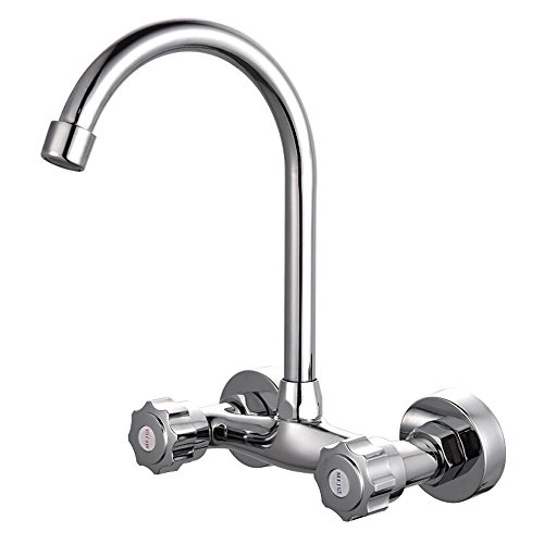 Mixer Tap Double Hole Lead-free Kitchen Sink Faucet Bathroom Waterfall Double Lever Bath Filler Mixer Chrome Tub Tap Ceramics Valve Nozzle