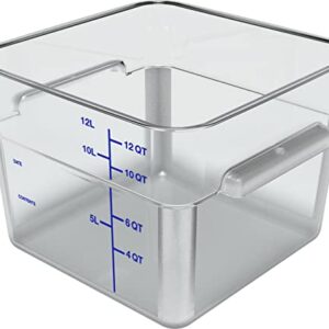 Carlisle FoodService Products Squares Square Food Storage Container with Stackable Design for Catering, Buffets, Restaurants, Polycarbonate (Pc), 12 Quarts, Clear