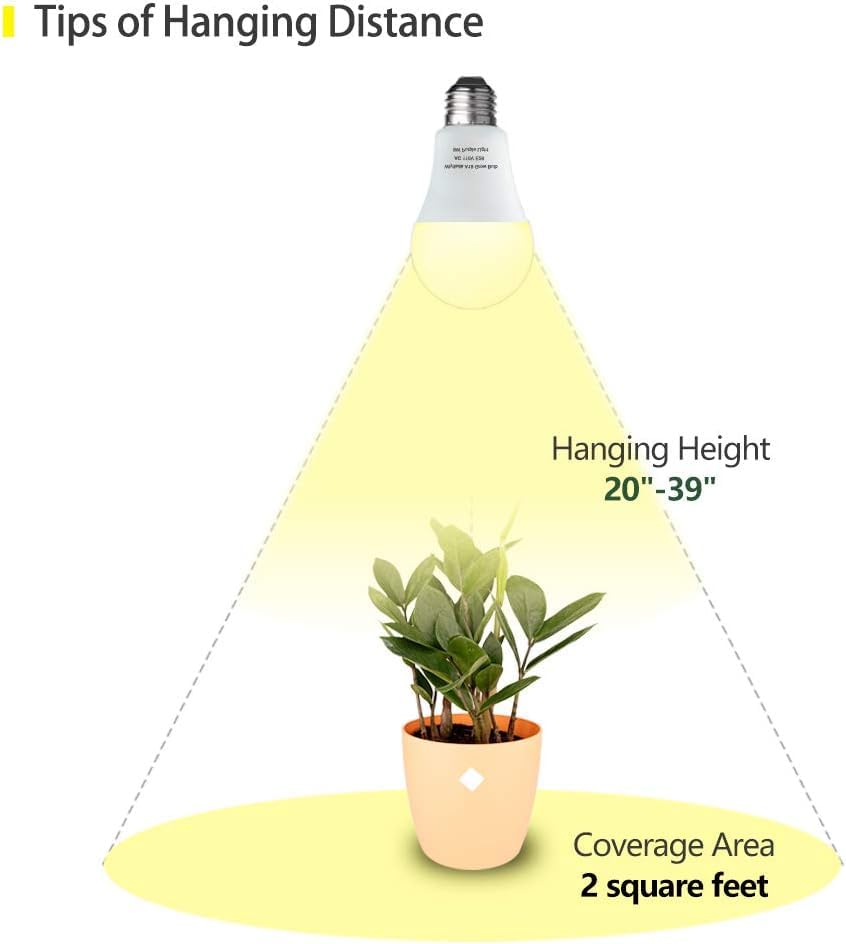 Wiyifada 6 Pack Full Spectrum Grow Light Bulbs,A19 Grow Lights for Indoor Plants,Dimmable E26 9W Grow Bulb Replace up to 100W,Plant Lights for Indoor Growing,Flowers,Indoor Greenhouse,Indore