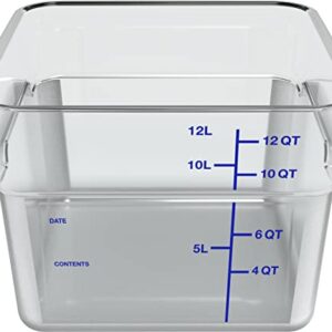 Carlisle FoodService Products Squares Square Food Storage Container with Stackable Design for Catering, Buffets, Restaurants, Polycarbonate (Pc), 12 Quarts, Clear