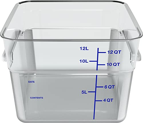 Carlisle FoodService Products Squares Square Food Storage Container with Stackable Design for Catering, Buffets, Restaurants, Polycarbonate (Pc), 12 Quarts, Clear