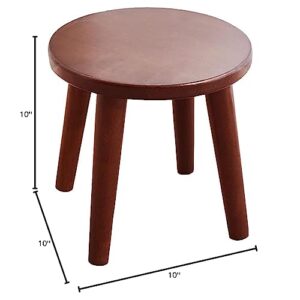 Solid Wood Step Stool Plant Stand Round Footrest 10 inch Portable Detachable Legs Vanity Stool (Brown) (262626)