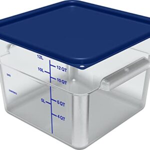 Carlisle FoodService Products Squares Square Food Storage Container with Stackable Design for Catering, Buffets, Restaurants, Polycarbonate (Pc), 12 Quarts, Clear