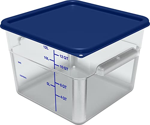 Carlisle FoodService Products Squares Square Food Storage Container with Stackable Design for Catering, Buffets, Restaurants, Polycarbonate (Pc), 12 Quarts, Clear