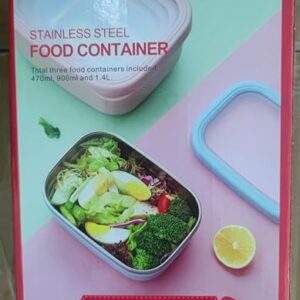 Lille Home Leak Proof Steel Food Containers - Snack Stainless Steel Containers - Ideal for Educational Settings & Daycare - Nesting Trio with Silicone Lids - 47oz+30oz+16oz - Dark Blue