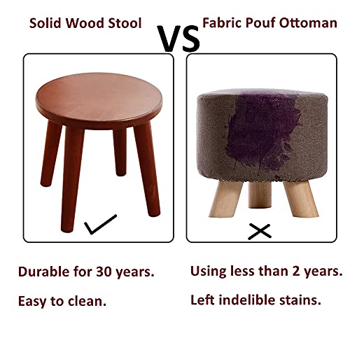 Solid Wood Step Stool Plant Stand Round Footrest 10 inch Portable Detachable Legs Vanity Stool (Brown) (262626)