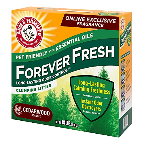 Arm & Hammer Forever Fresh Clumping Cat Litter Cedarwood, MultiCat 18lb, Pet Friendly with Essential Oils, (Pack of 1)