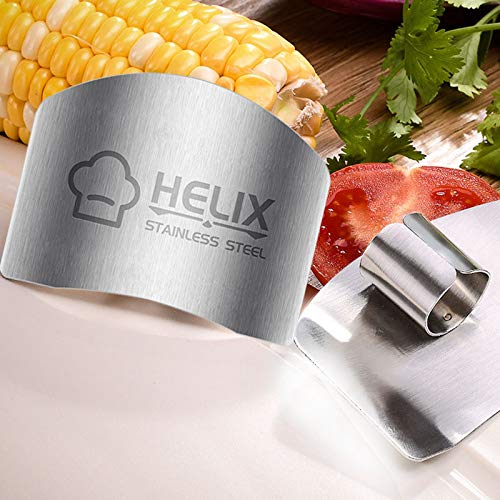 SLXDEX 2 Pcs Finger Guard for Cutting aid, Kitchen Tool, Stainless Steel Knife Protector, Adjustable Hand Protect Fingers, Avoid Hurting, Slicing and Chopping, Silver