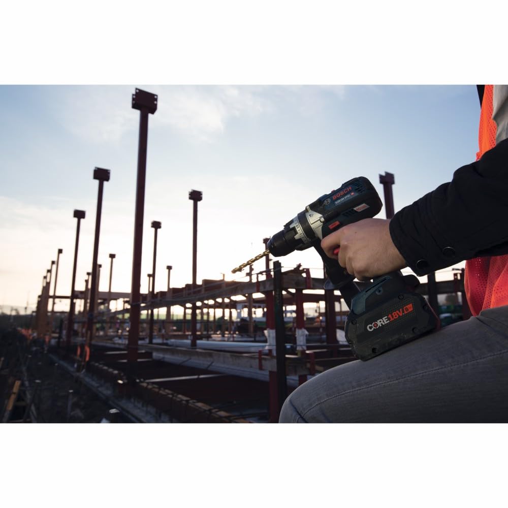 BOSCH GSB18V-975CB25 18V Brushless Connected-Ready 1/2 In. Hammer Drill/Driver Kit with (2) CORE18V® 4 Ah Advanced Power Batteries