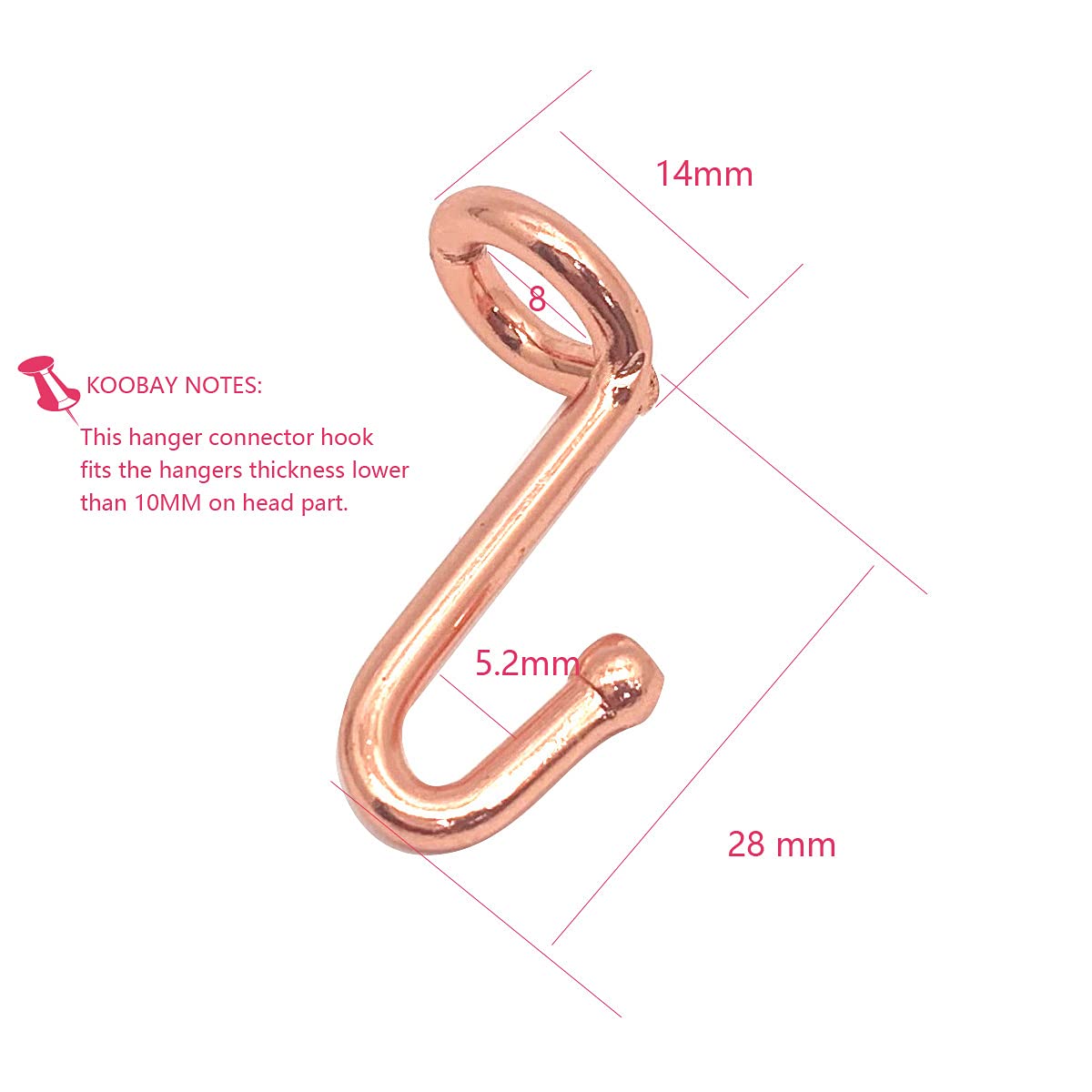 Koobay Clothes Hanger 36Pcs Connector Hooks Stable Hanger Rose Gold Metal Outfit Hangers Extender Clips Mini Cascading Hanger Hooks