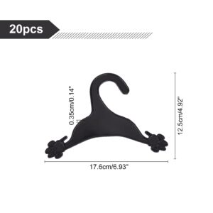 AHANDMAKER 20 Packs Pet Apparel Hangers, Black Pet Clothes Hangers Cute Plastic Flexible Strong Paw Print for Dog Cat Pet Toddler Small Coat Hanger