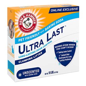 Arm & Hammer Arm Hammer Ultra Last Unscented Clumping Cat Litter, MultiCat 18lb, Pet Friendly with Baking Soda