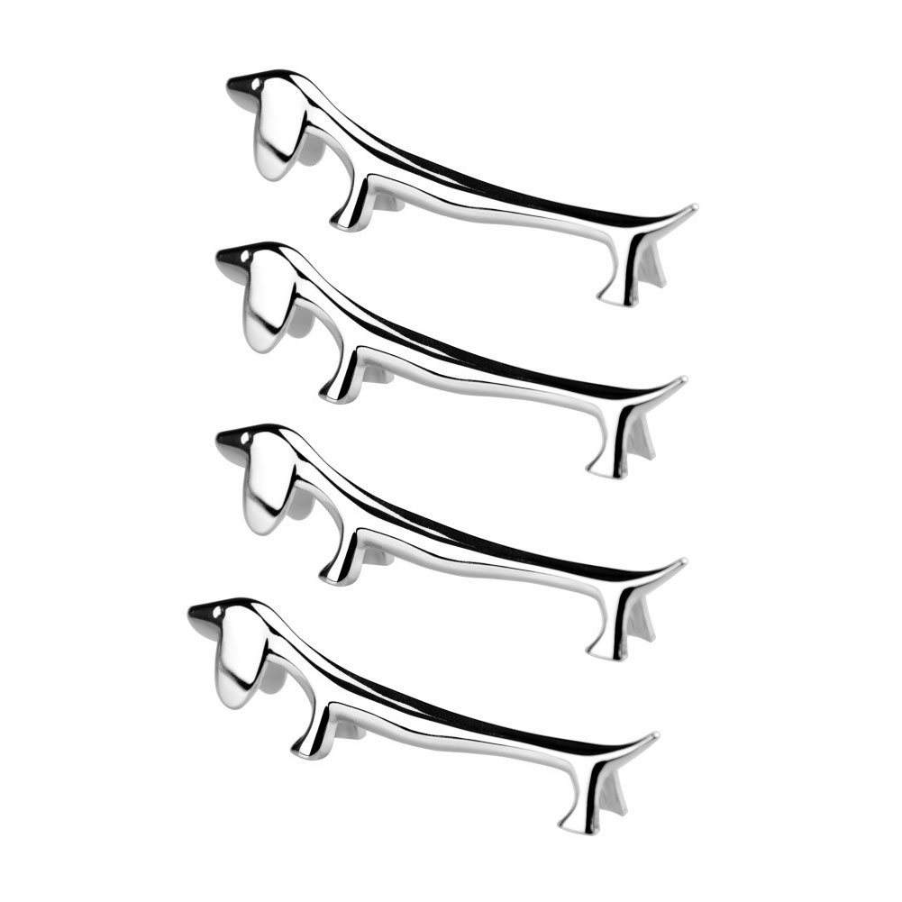 4 Pieces Chopsticks Holder Sliver Chopstick Rest Pillow Zinc Alloy Chopstick Rack Stand for Spoon Fork Knife Tableware Brush Home Kitchen Table Decoration (Dachshund）