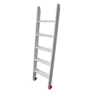 white high-rise bed ladder, wooden camper bunk bed ladder with hooks, twin/single bed hook-on step ladder for small space, load 330lbs