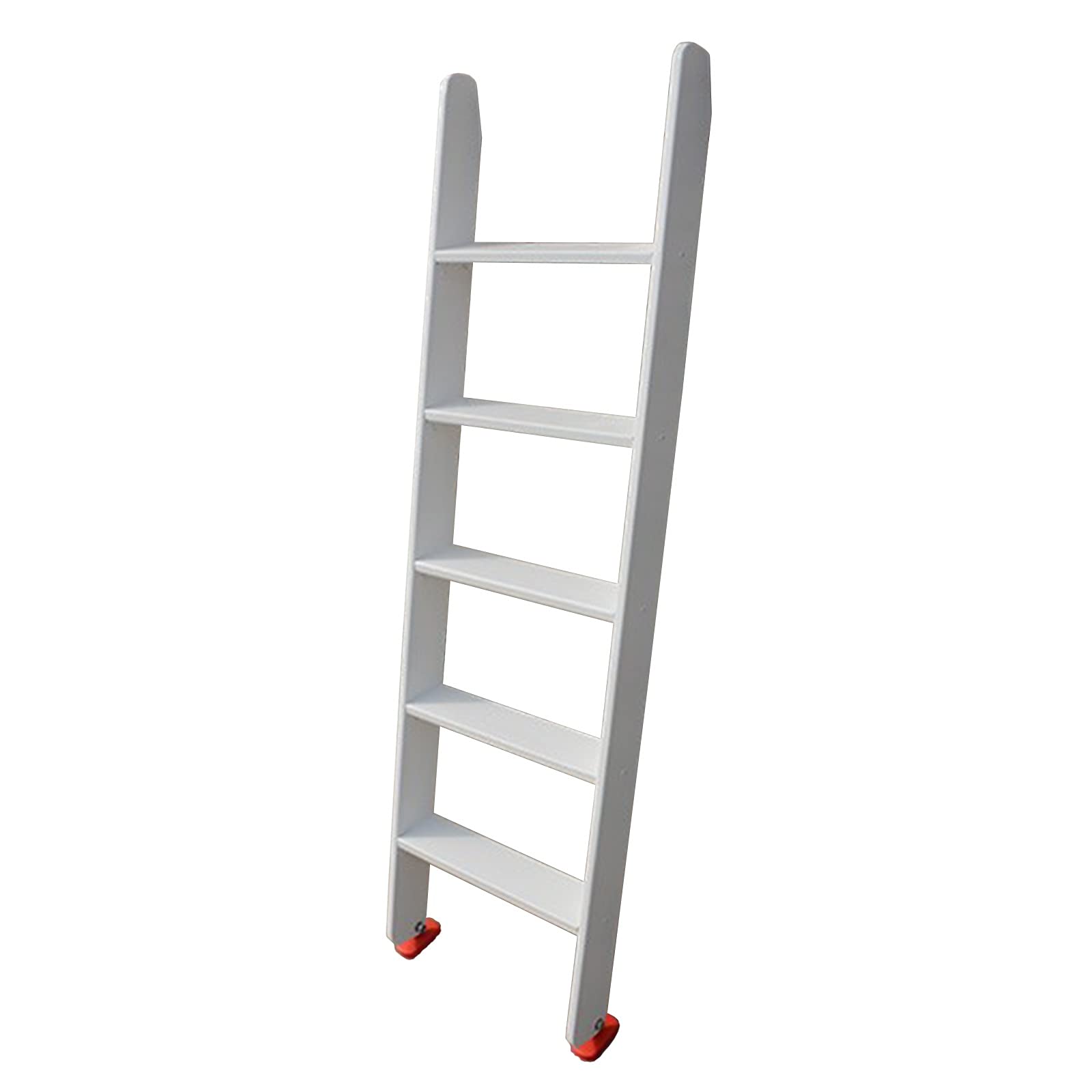 White High-Rise Bed Ladder, Wooden Camper Bunk Bed Ladder with Hooks, Twin/Single Bed Hook-On Step Ladder for Small Space, Load 330lbs