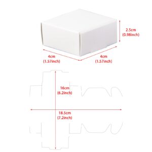 Sdootjewelry Small Gift Boxes, 1.57’’ × 1.57’’ × 0.98’’ Kraft Gift Boxes Bulk, 100 Pack Ring Boxes Bulk, Small Cardboard Boxes for Jewelry Packaging, White