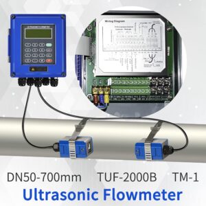 Ultrasonic Flow Meter TUF-2000B Liquid Flowmeter IP67 Digital +TM-1 DN50-700mm