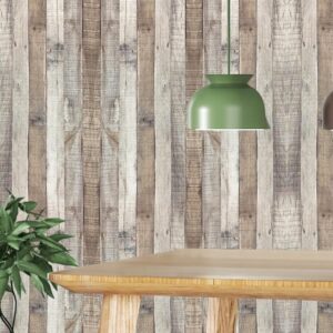 Qianglive Vintage Wood Wallpaper Rustic Wood Wallpaper Stick and Peel Self Adhesive Distressed Wood Look Wallpaper Vinyl Shelf Home Wood Panel Wall Paper Covering Film 17.3"× 120"