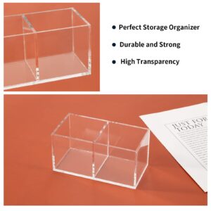 Dayaanee Acrylic Makeup Brush Organizers, 2 Section 2-Compartment Transparent Plastic Lipstick Holder Clear 4.72x2.36x2.36 Inches Storage Square Cube for Bathroom Jewelry Accessories