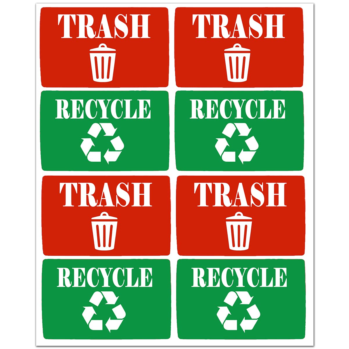 Trash Disposal Labels Self Adhesive Stickers, 2 x 3 Inch Recycle Sticker for Trash Can - Perfect Bin Labels, Ideal Signs for use on Home or Office Refuse Bins (256 Labels)