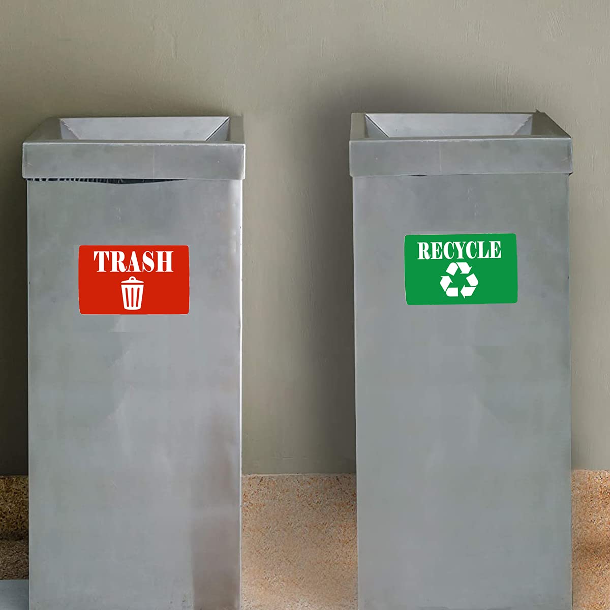 Trash Disposal Labels Self Adhesive Stickers, 2 x 3 Inch Recycle Sticker for Trash Can - Perfect Bin Labels, Ideal Signs for use on Home or Office Refuse Bins (256 Labels)