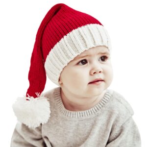 christmas hat for kids, santa hat winter hat for baby slouchy beanie windproof warm knit christmas decoration cap red