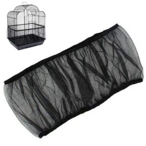 universal bird cage seed catcher,seed catcher guard net cover,parrot nylon mesh net cover,soft airy cage net stretchy skirt for round square cage father'day gift(circumference 40 inch to 63 inch，black