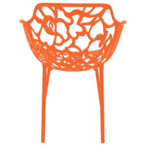 LeisureMod Devon Modern Aluminum Indoor-Outdoor Stackable Patio Dining Armchair, Set of 2, Orange