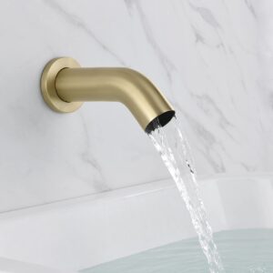 SUMERAIN Shower System with Tub Spout and Handheld Shower, Brass Rain Shower Tub Set with 8 Inches Shower Head and Rough in Valve Brushed Gold