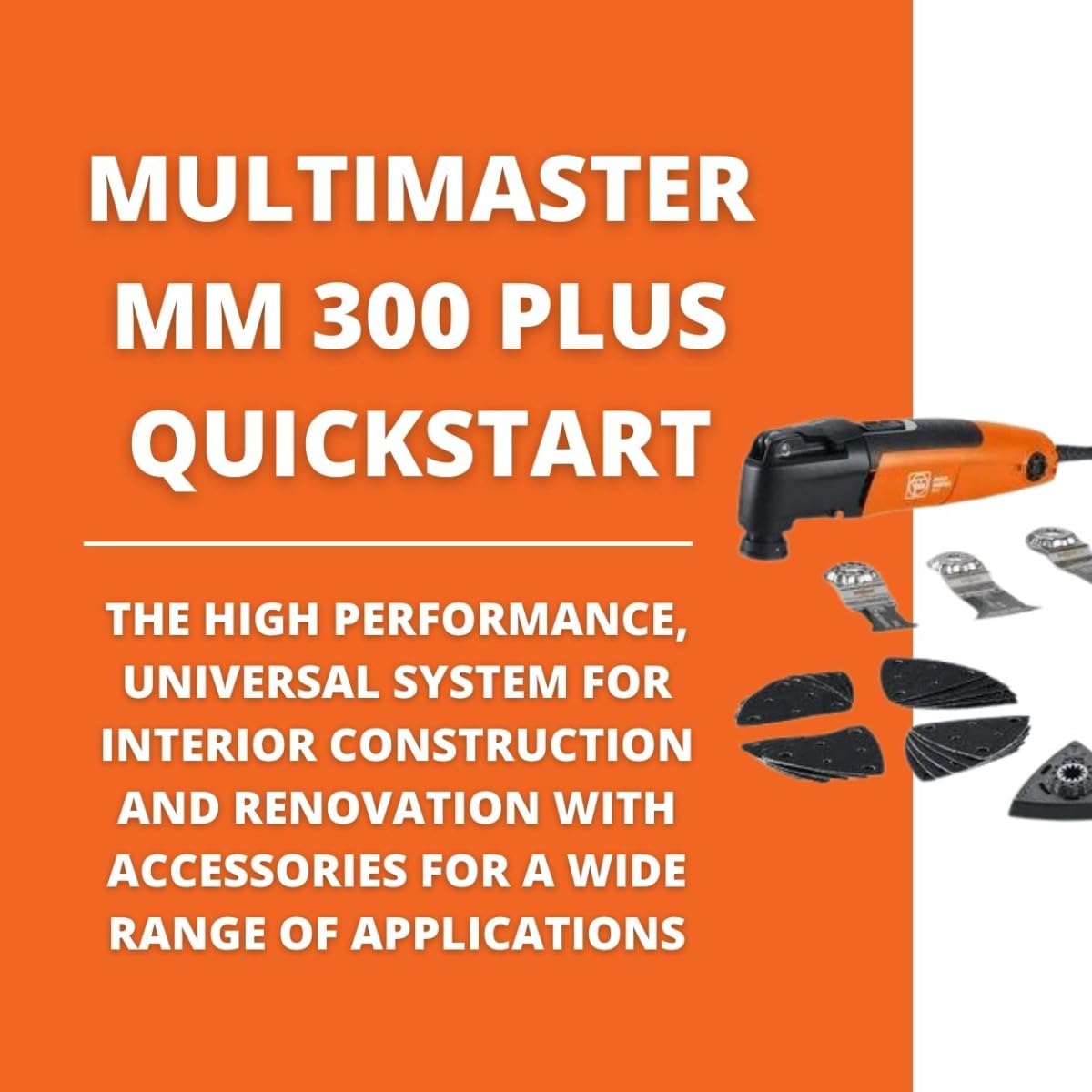 Fein MultiMaster Oscillating MultiTool MM 300 Plus Quickstart with QuickIn System - StarLock Plus Mount, 350W, 11,000-20,000 OPM - 72297262090