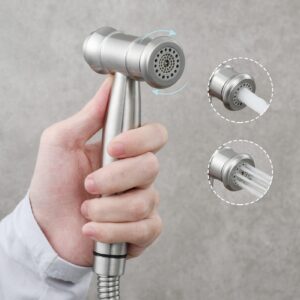 Tecmolog Stainless Steel Handheld Bidet Sprayer 2 Functions Cloth Diaper Sprayer for Toilet, Brushed Nickel, WS035