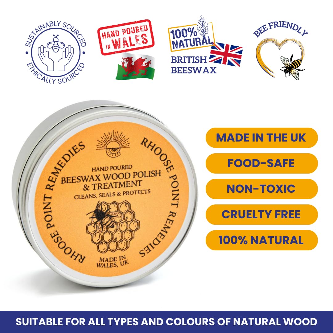 Beeswax Furniture Polish & Conditioner for Wood Enhances the Natural Beauty of Oak Pine Beech & More Seals & Protects for a Perfect Finish Bees Wax Polish (Natural, 3.4 Fl Oz)