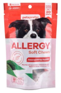 petsprefer allergy soft chews for dogs - with licorice root - nettle leaf & apple cider vinegar - anti itch for dogs -allergy and immune chews for dogs