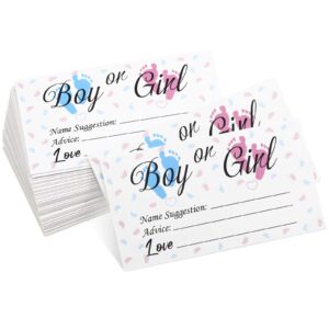 50 pieces gender reveal party voting cards, boy or girl vote gender reveal game cards for baby shower party supplies, blue and pink, 3.5 x 2 inches