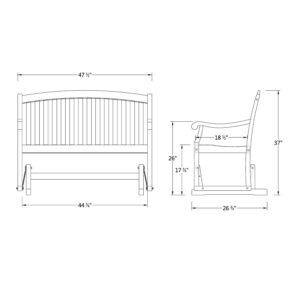 Cambridge Casual Superior Indonesian Arie Outdoor Glider Bench, OneSize, Natural Teak